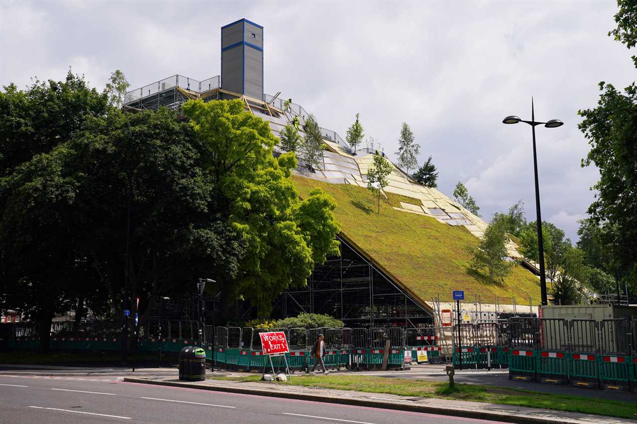 Works continue on the Marble Arch Mound in central London