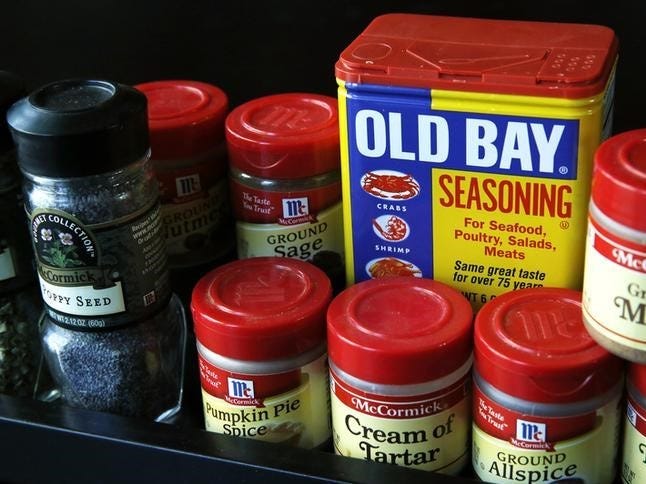 FILE PHOTO - Cooking spices manufactured by McCormick & Co. are seen in this illustration photo taken in Adelphi, Maryland March 18, 2016. REUTERS/Jim Bourg