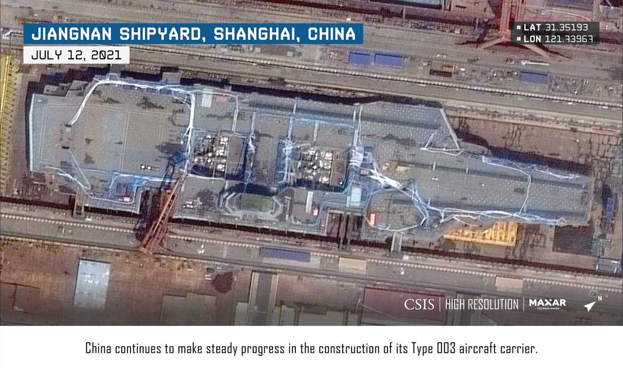 Satellite imagery of China's third carrier under construction