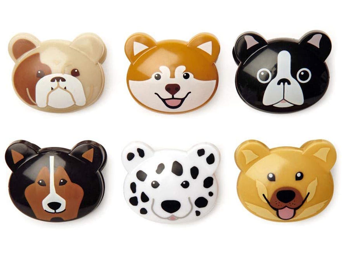 six chip clips with dog faces