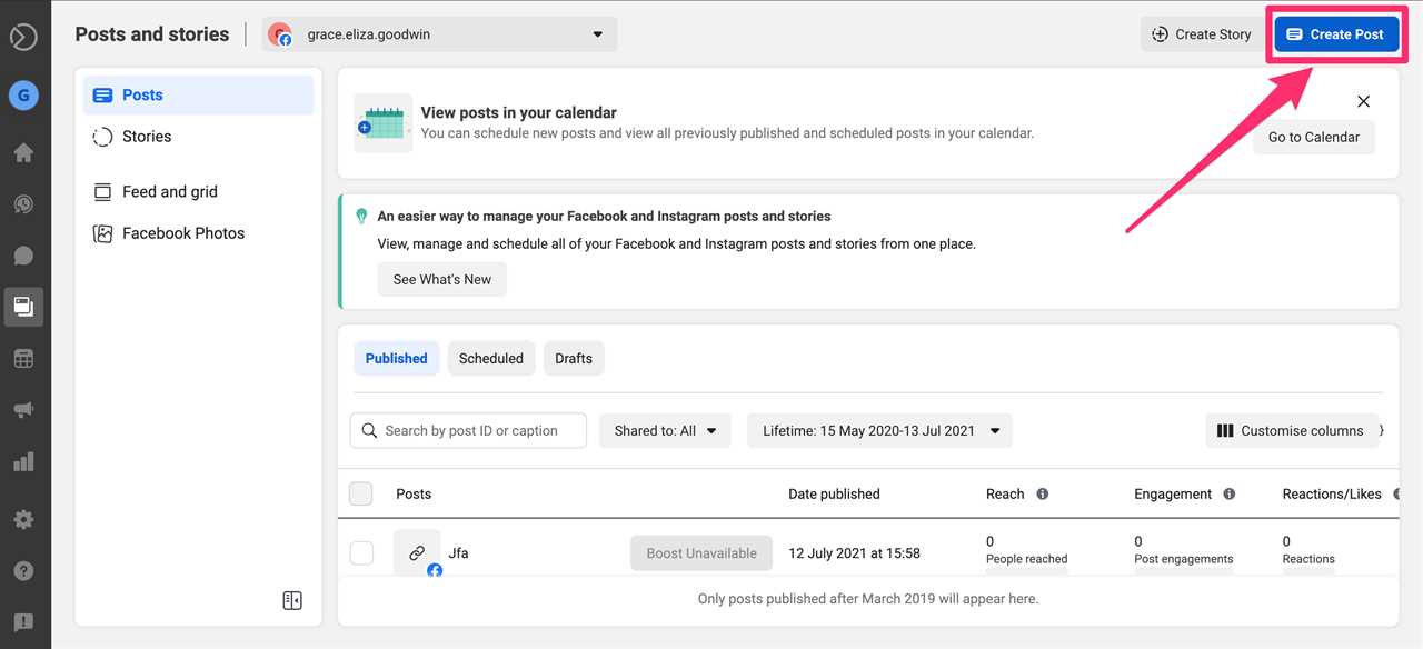 Screenshot of Facebook Business Suite website Page homepage