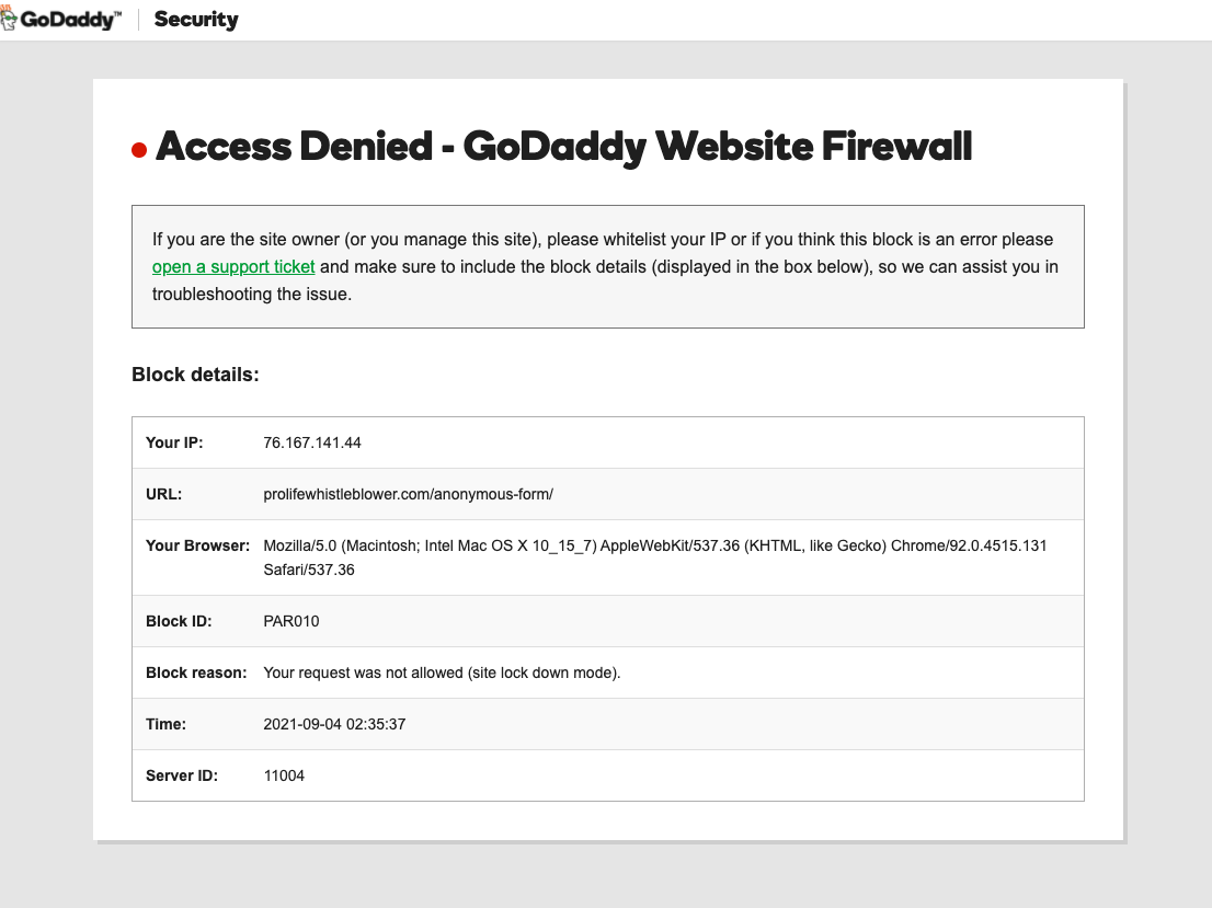 GoDaddy/Texas Right to Life