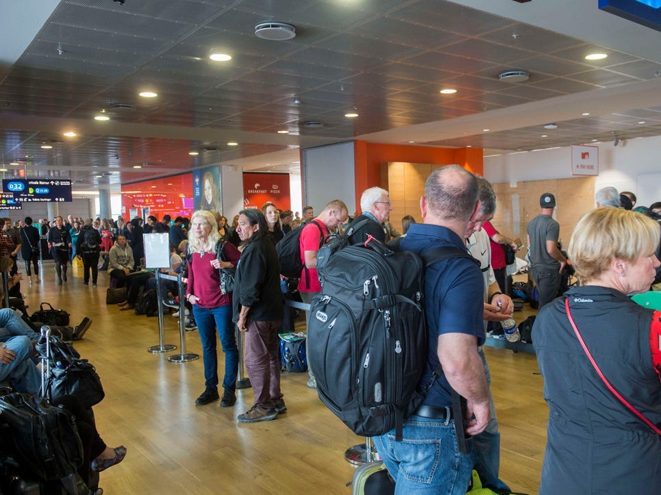 Travelers at Reykjavík Airport