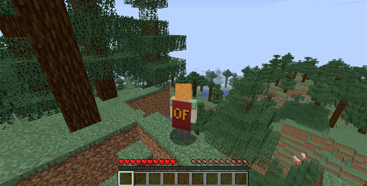 The Minecraft character Alex wearing the default Optifine cape.