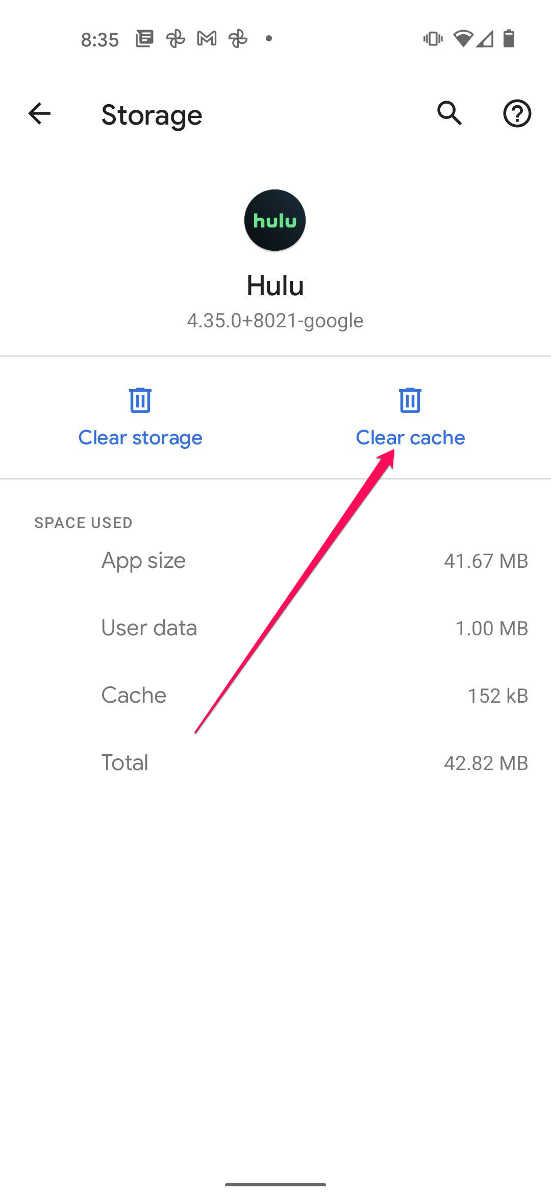 The app settings screen on Android.