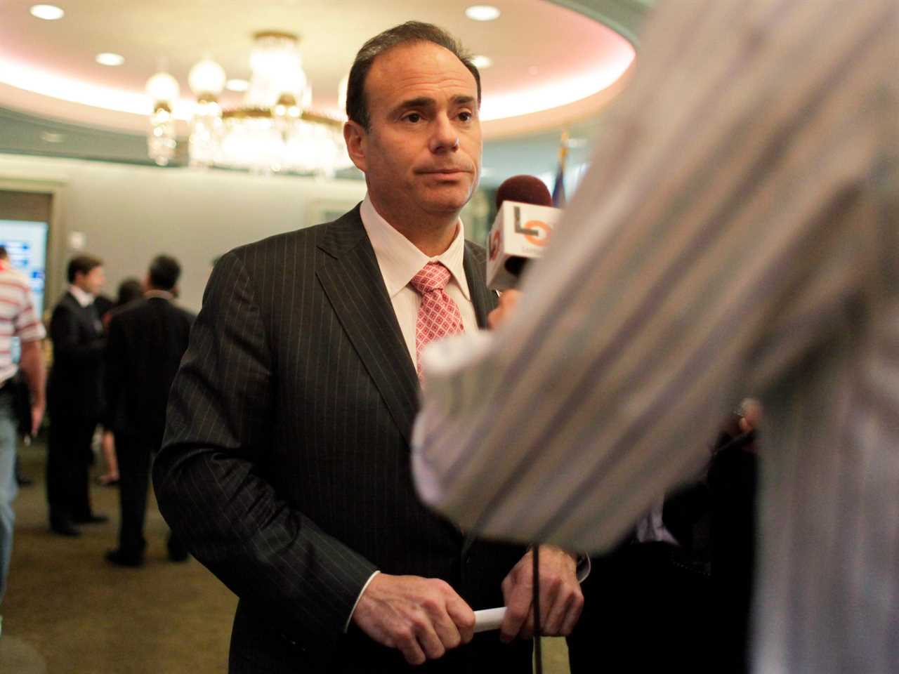 New York State Democratic Party chair Jay Jacobs speaks to reporters during the New York State Democratic Committee State Convention, Tuesday, May 25, 2010, in Rye, N.Y.