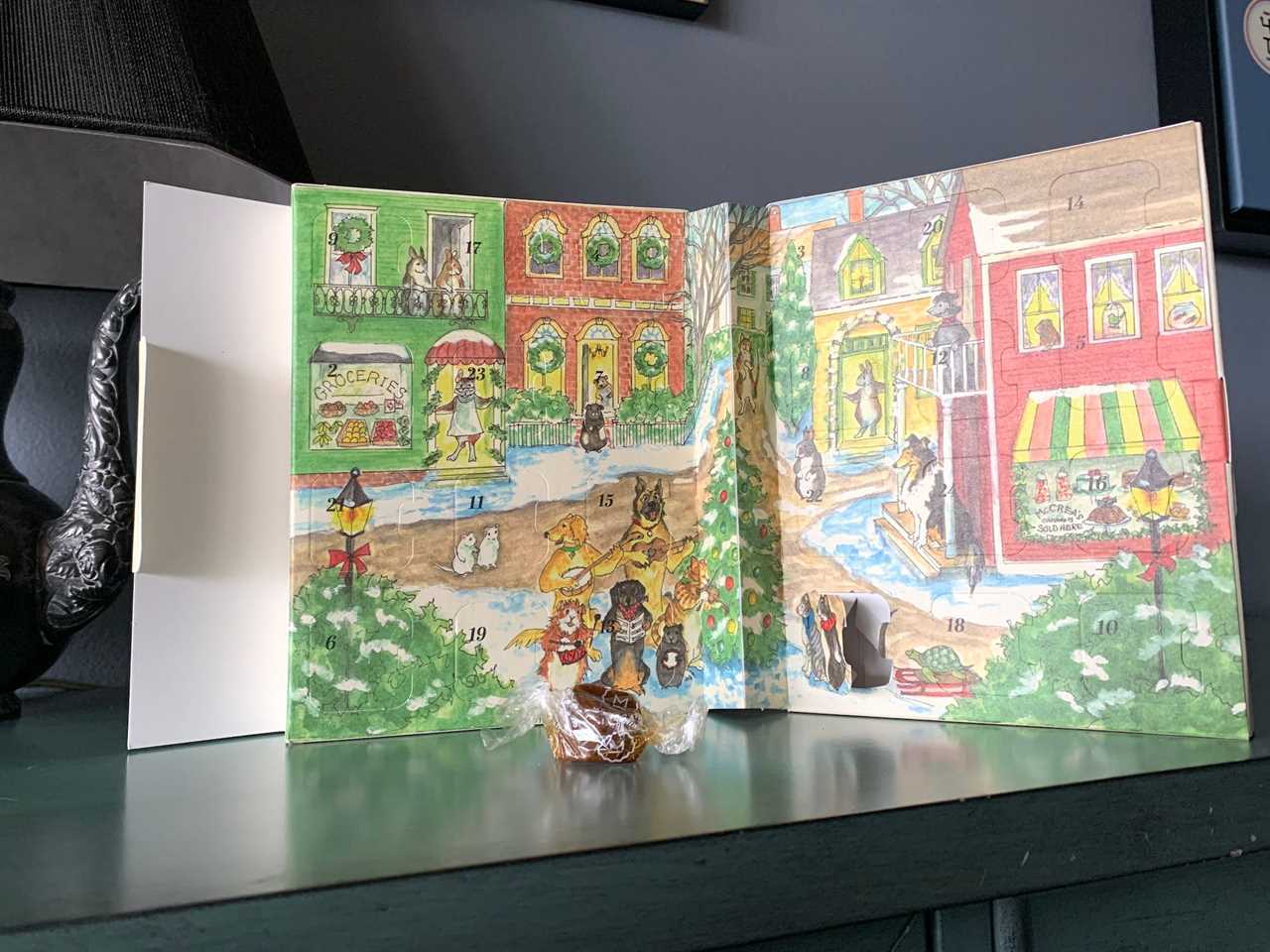 Image of McCrea’s Caramels advent calendar with caramel in front for best advent calendars 2021