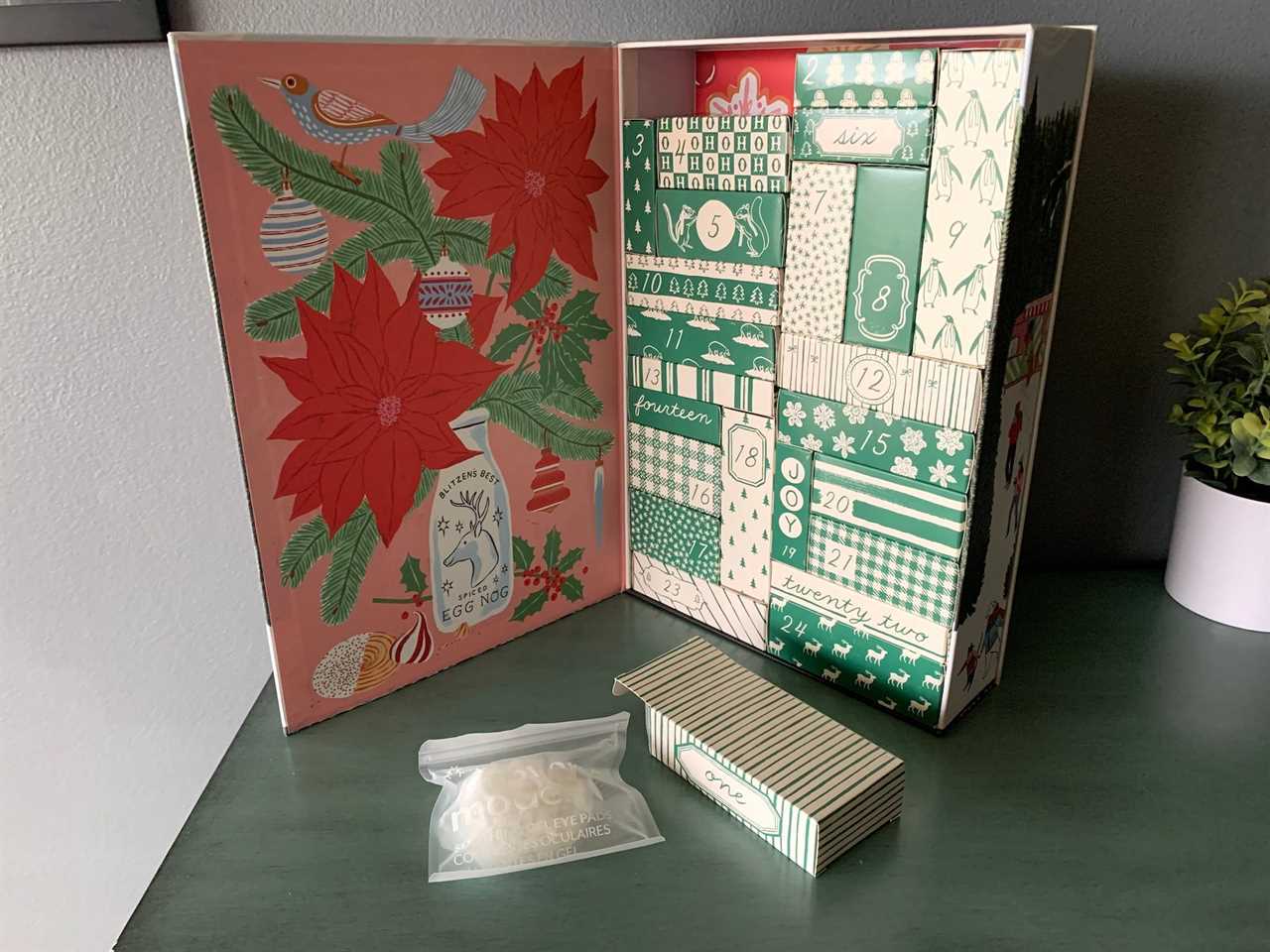 Image of Georgey and Viv advent calendar on a table with beauty product in front for best advent calendars 2021