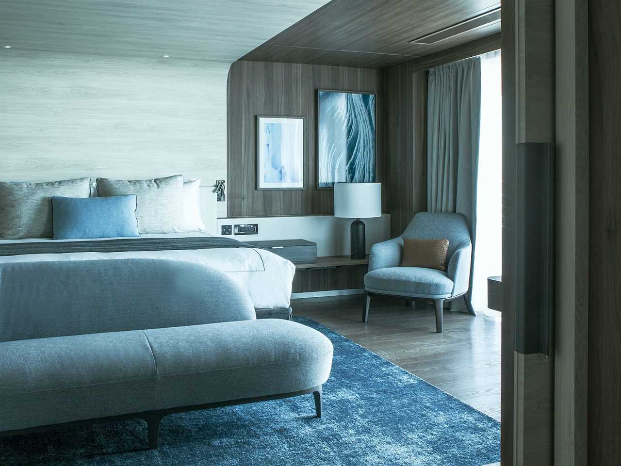 a bedroom and couch