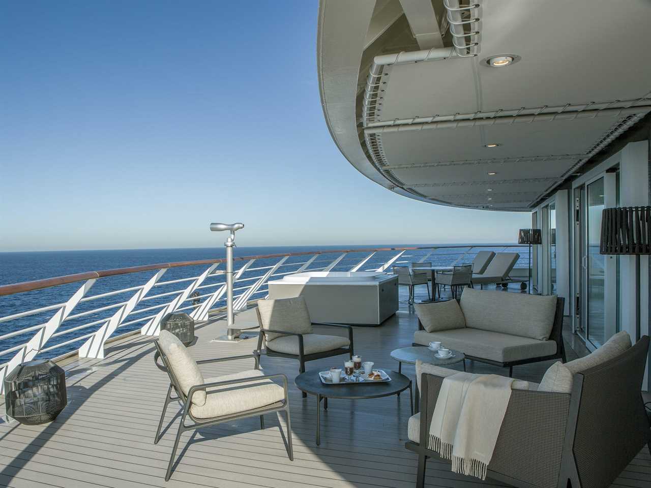 an outdoor lounge area