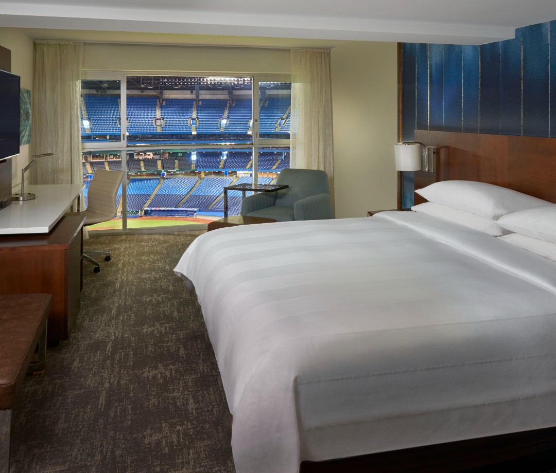 Hotel room overlooking stadium