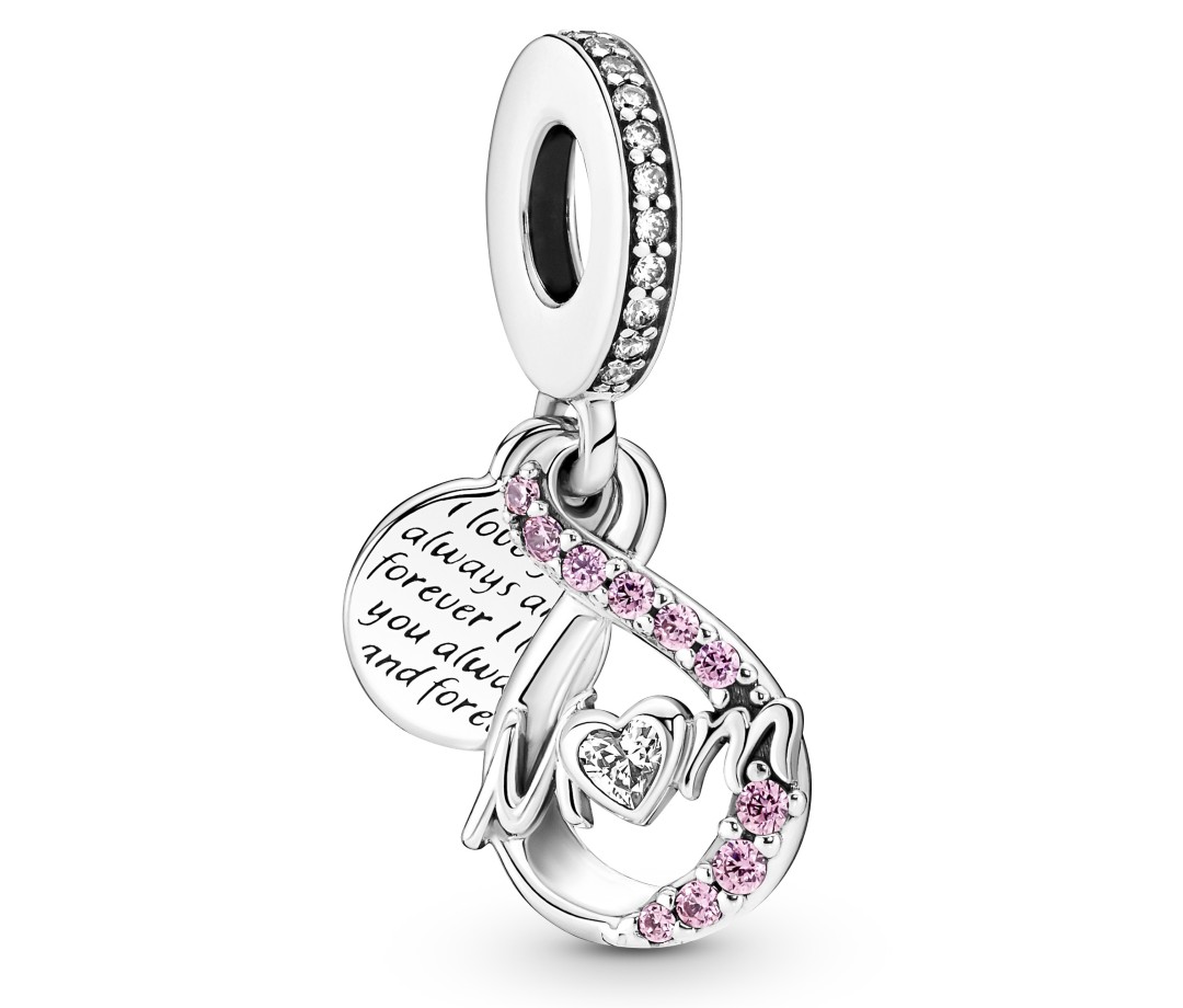 Mom Infinity Pavé Double Dangle Charm