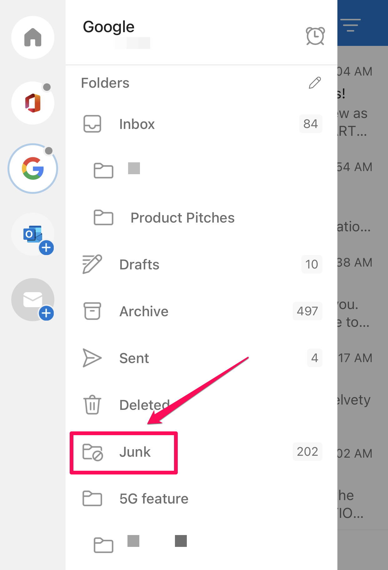 Outlook app on iPhone.