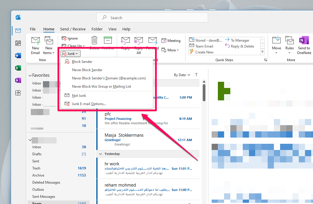 Outlook app in Windows.