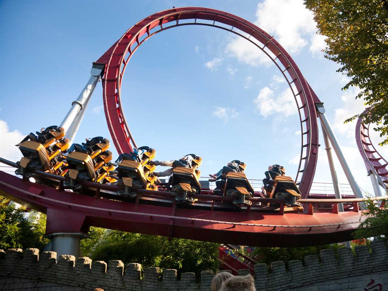 People riding a rollercoaster