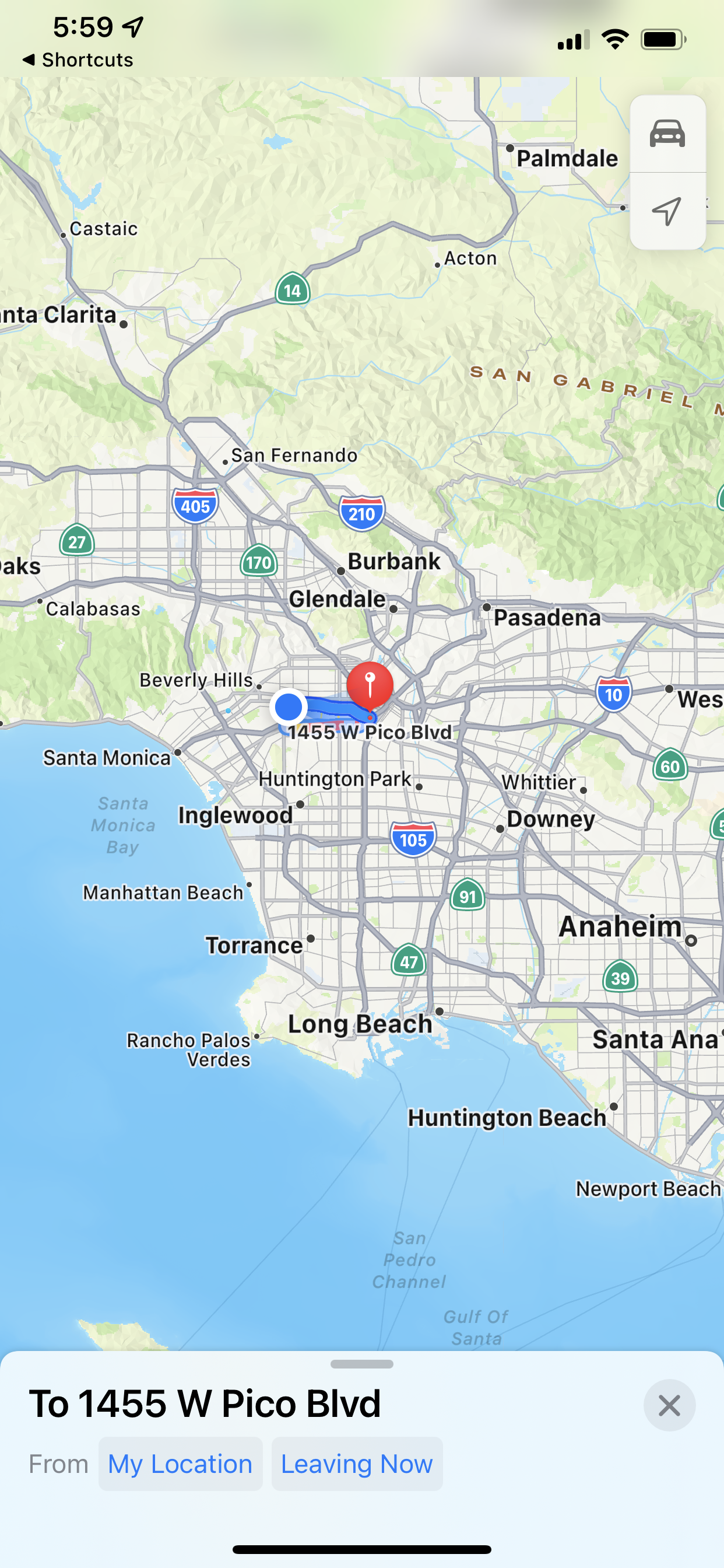 The Apple Maps app on iOS.