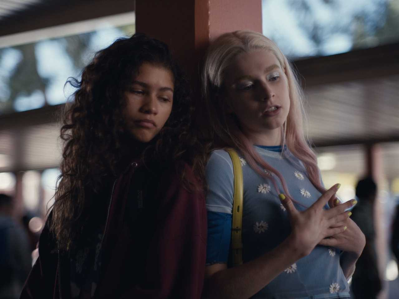 Zendaya as Rue and Hunter Schafer as Jules on season one, episode two of "Euphoria."