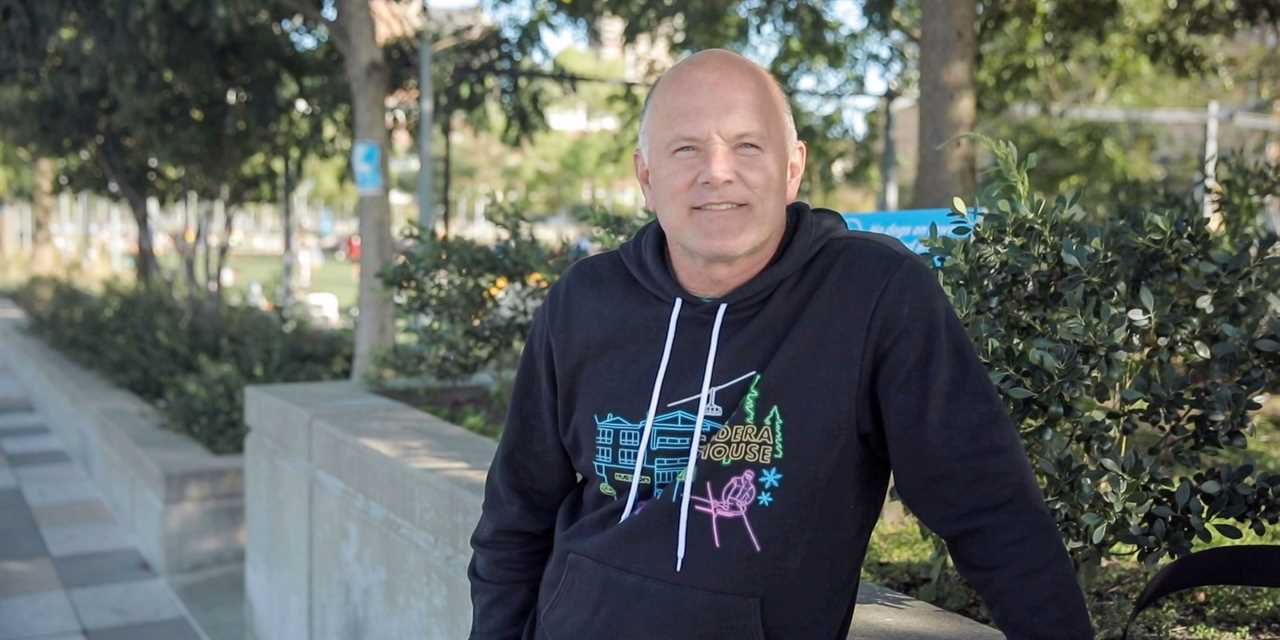 In this screengrab, Mike Novogratz poses in front of the camera wearing a black hoodie in a park on October 21, 2020.