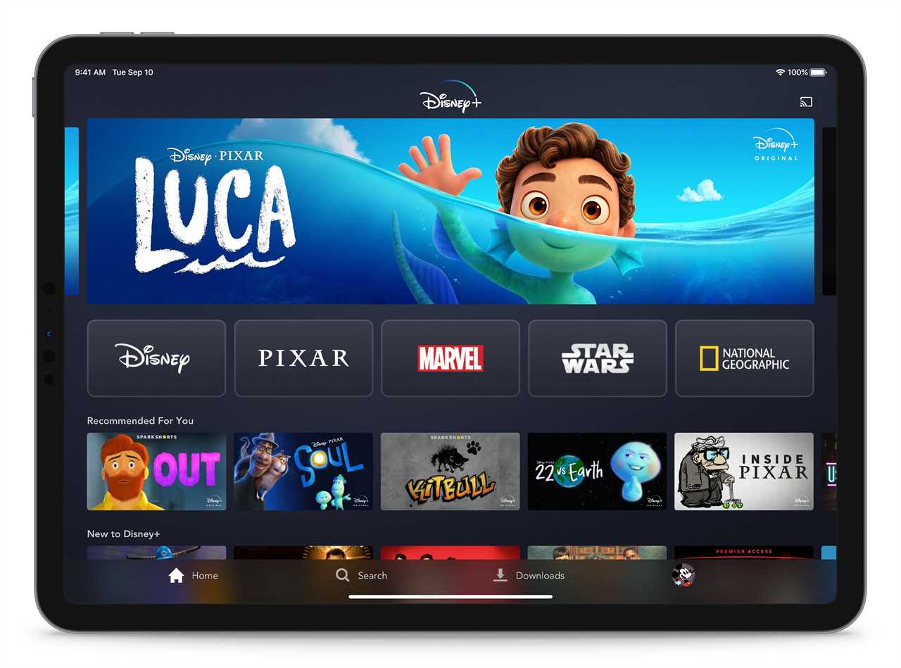 The Disney Plus app on a tablet — Disney Plus