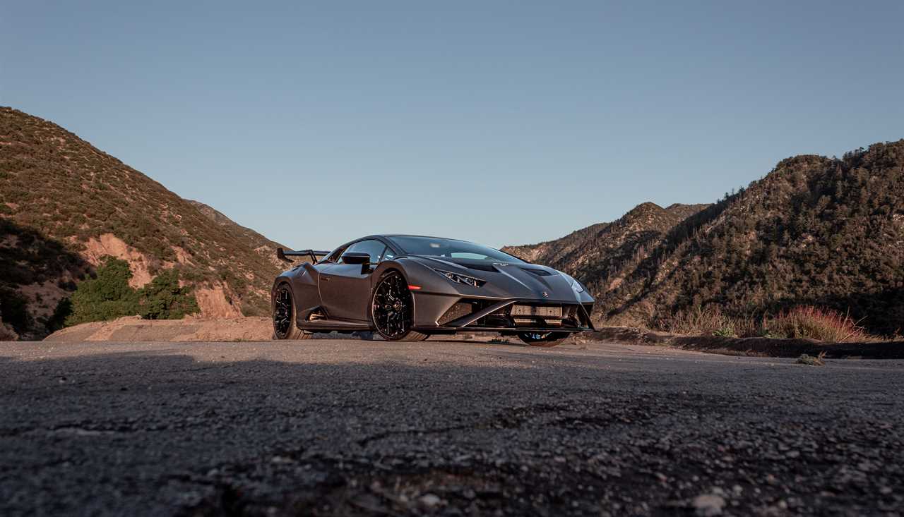 A gray Lamborghini Huracan STO.