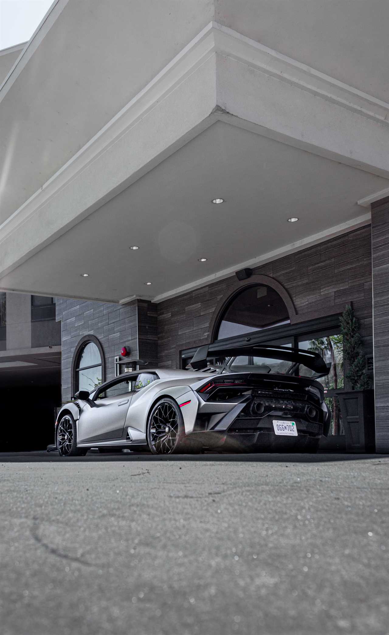 A gray Lamborghini Huracan STO.