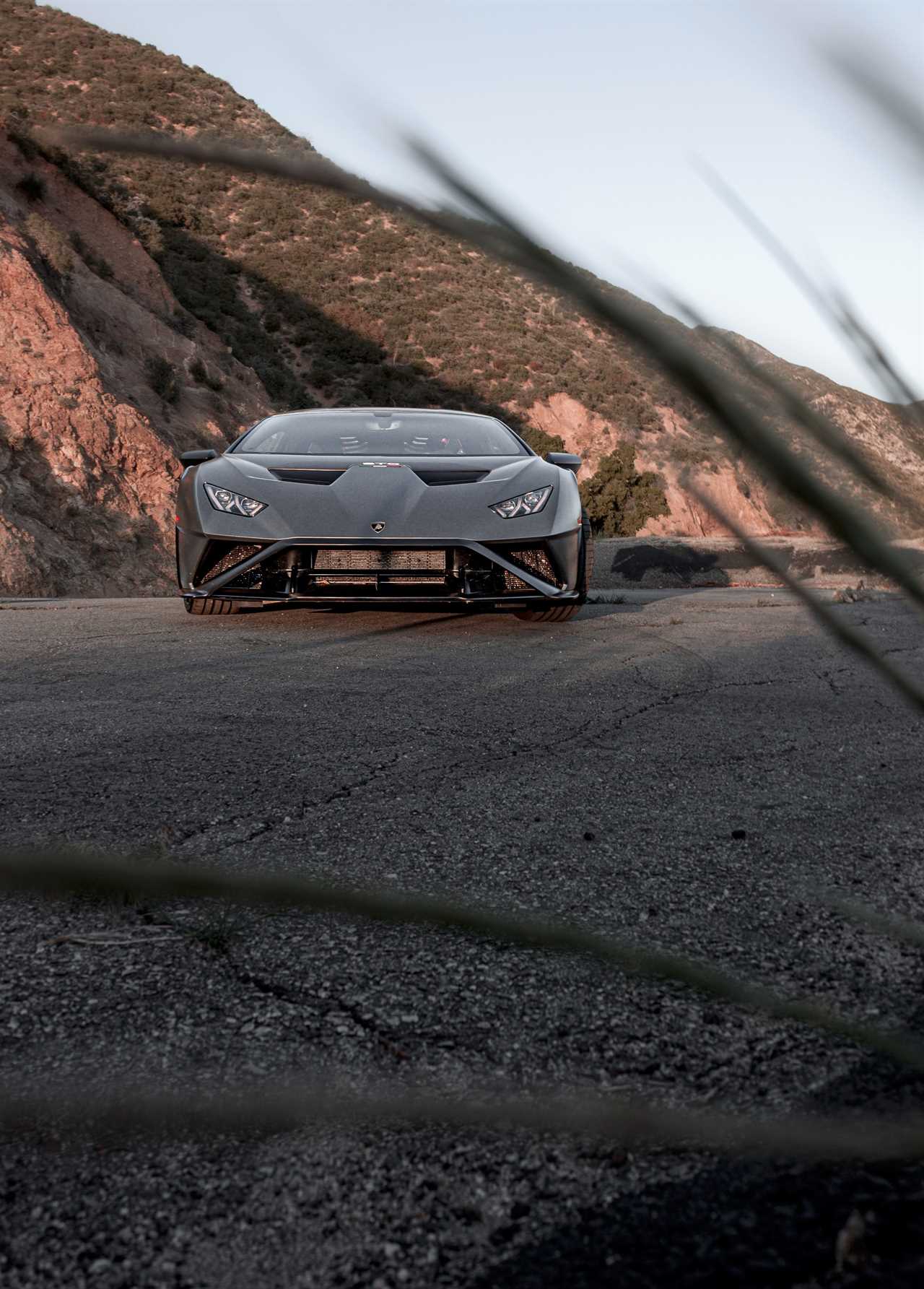 A gray Lamborghini Huracan STO.