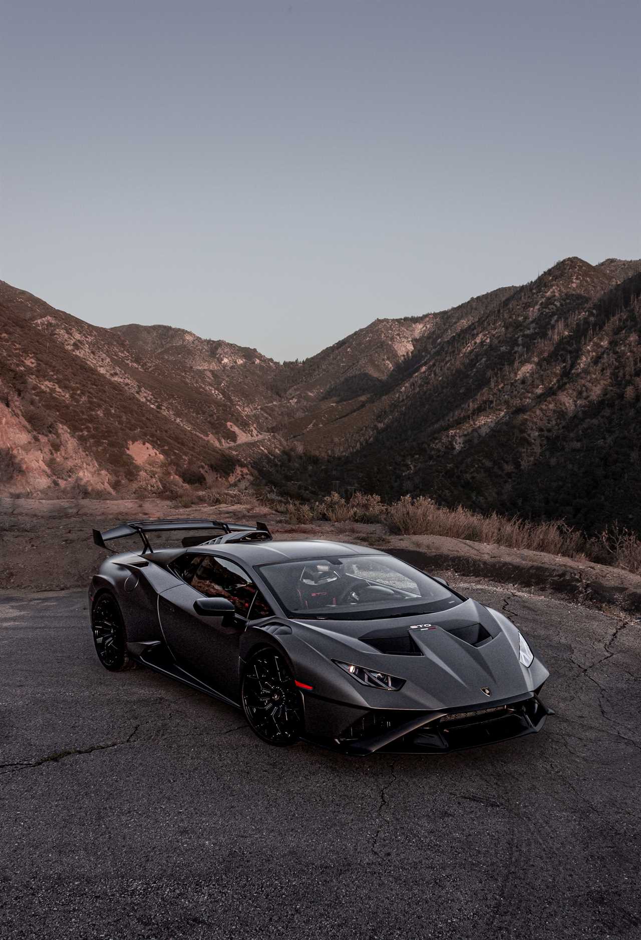 A gray Lamborghini Huracan STO.