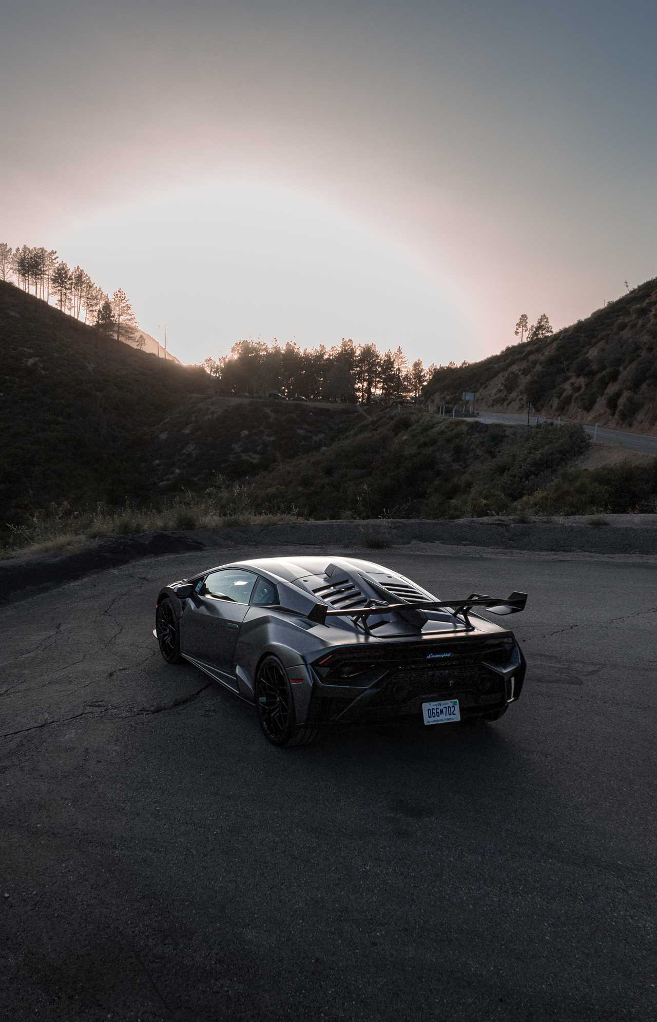 A gray Lamborghini Huracan STO.