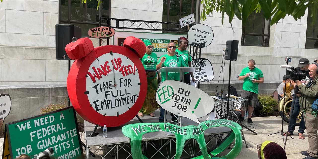 Protesters stake out the Federal Reserve.