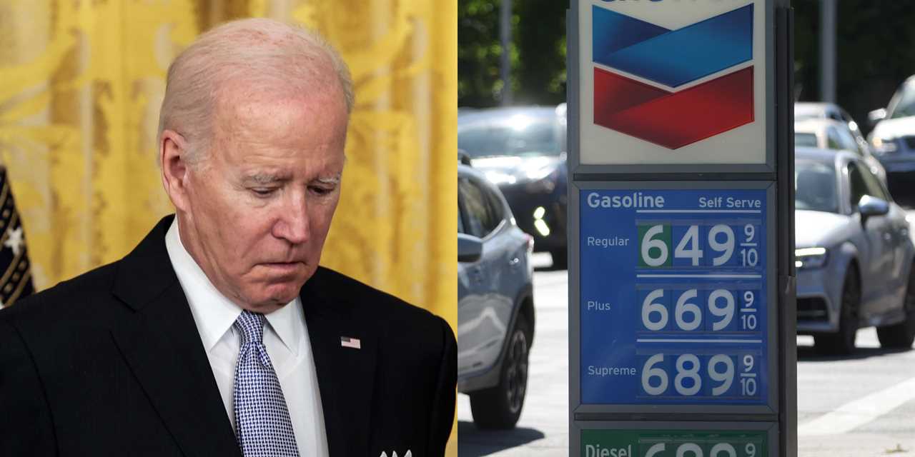 President Biden; gas prices in San Francisco, California on May 20, 2022