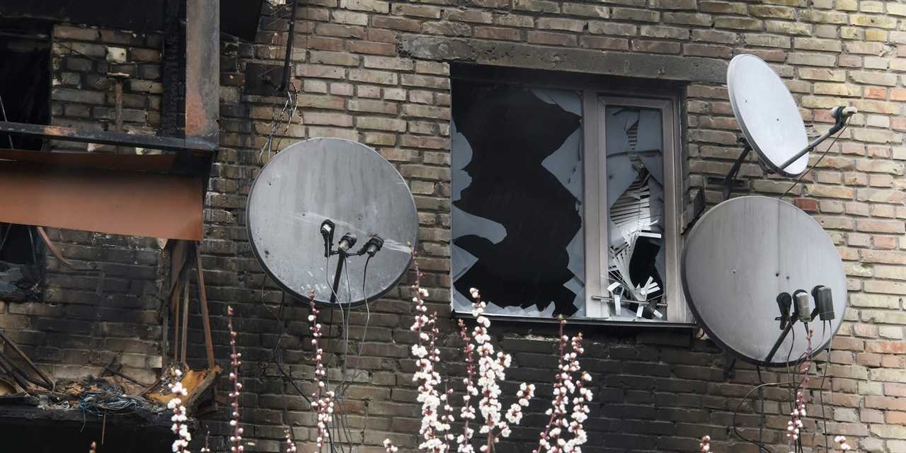 Ukraine Hostomel satellite dishes