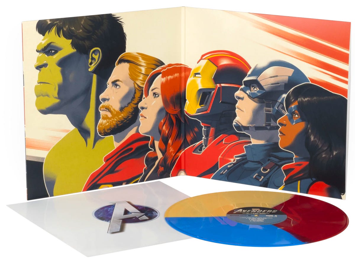 Marvel's Avengers Video Game Vinyl Soundtrack album art and disc