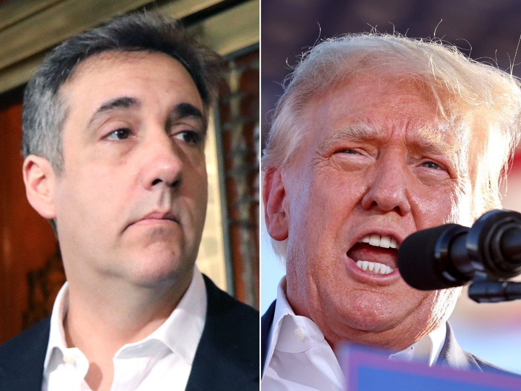 A composite image of Michael Cohen and Donald Trump.