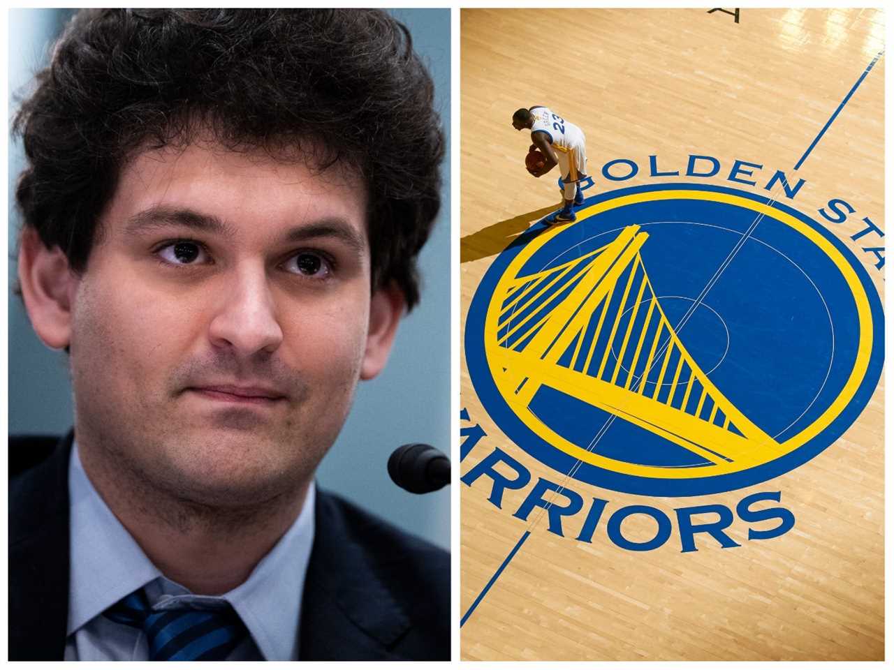 Sam Bankman-Fried of FTX and the Golden State Warriors logo
