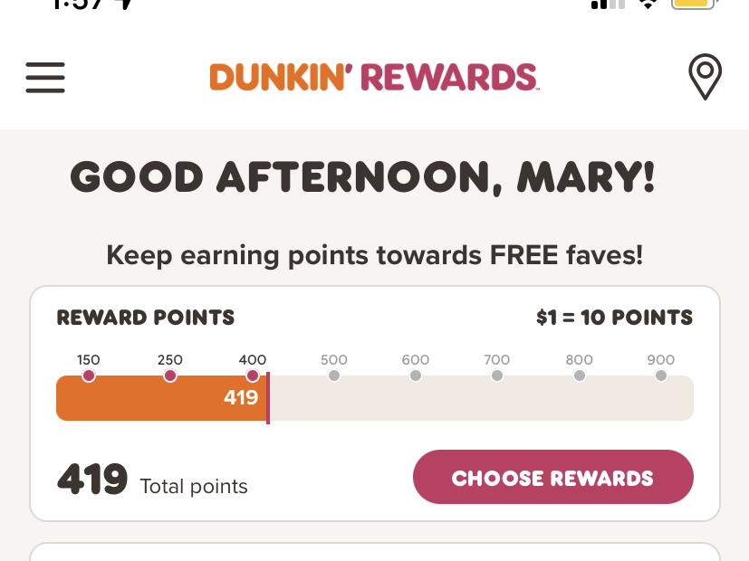 Dunkin' app