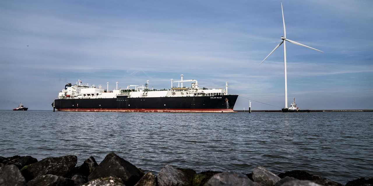LNG (liquefied natural gas) tanker 'Golar Igloo' arrives in the port of Eemshaven, north of Groningen, on September 4, 2022.