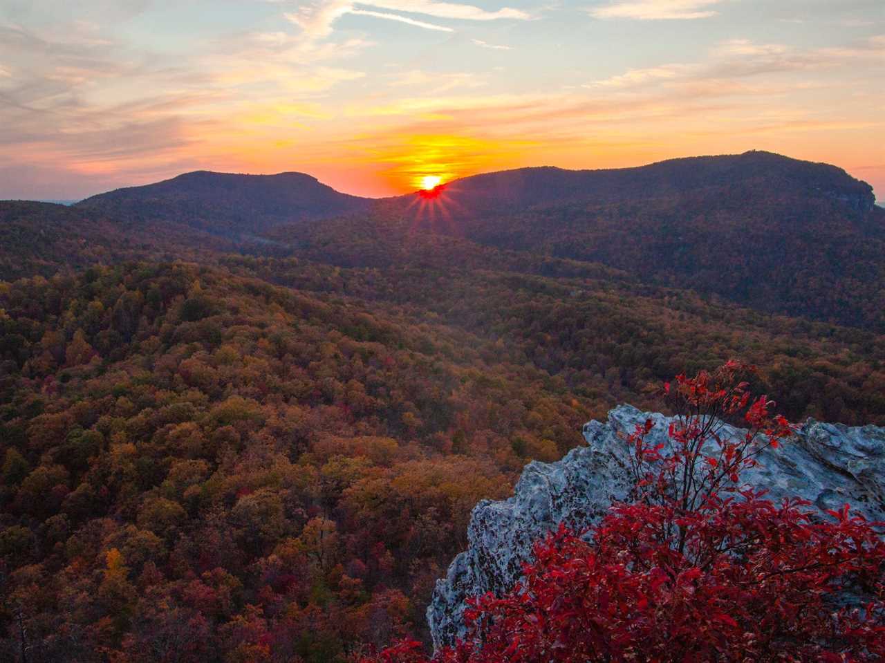 An autumnal mountain view in Winston-Salem, North Carolina.