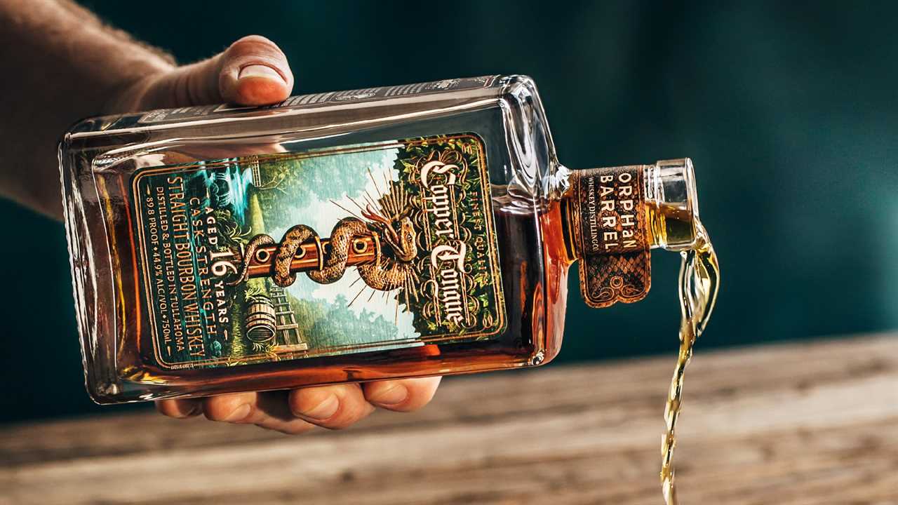 Pouring dram of Orphan Barrel Copper Tongue bourbon
