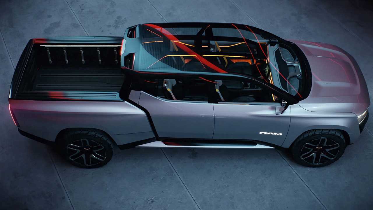 Silver Ram electric truck with clear roof
