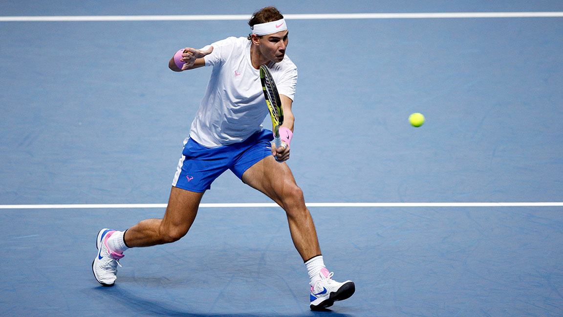 Nitto ATP Finals, Tennis, London, UK - 15 Nov 2019 Rafael Nadal of Spain in action 15 Nov 2019 Image ID: 10472160s Featured in: Nitto ATP Finals, Tennis, London, UK - 15 Nov 2019 Photo Credit: Ella Ling/BPI/Shutterstock