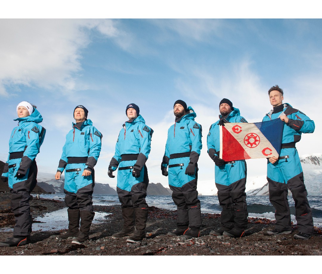 Fiann Paul and crew pre-departure at King George Island, Antarctica.