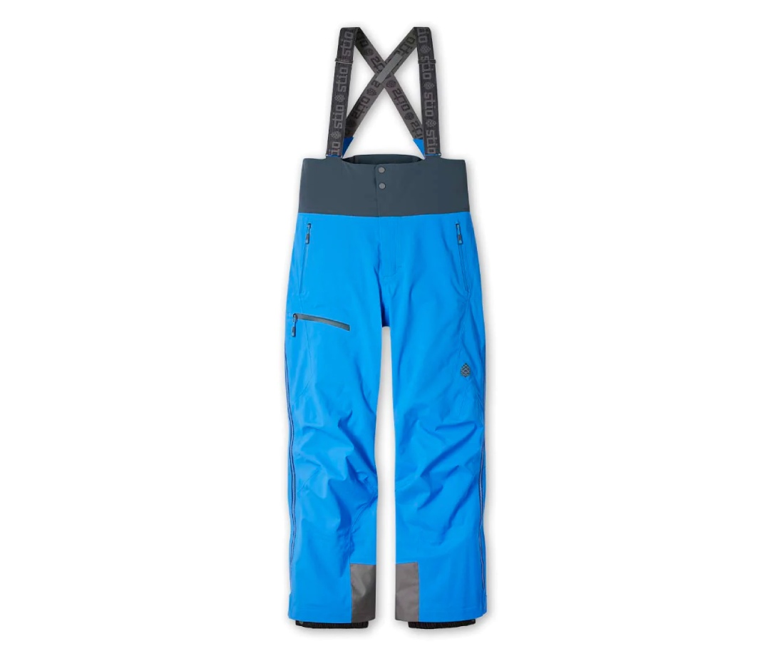 Bright blue ski bibs