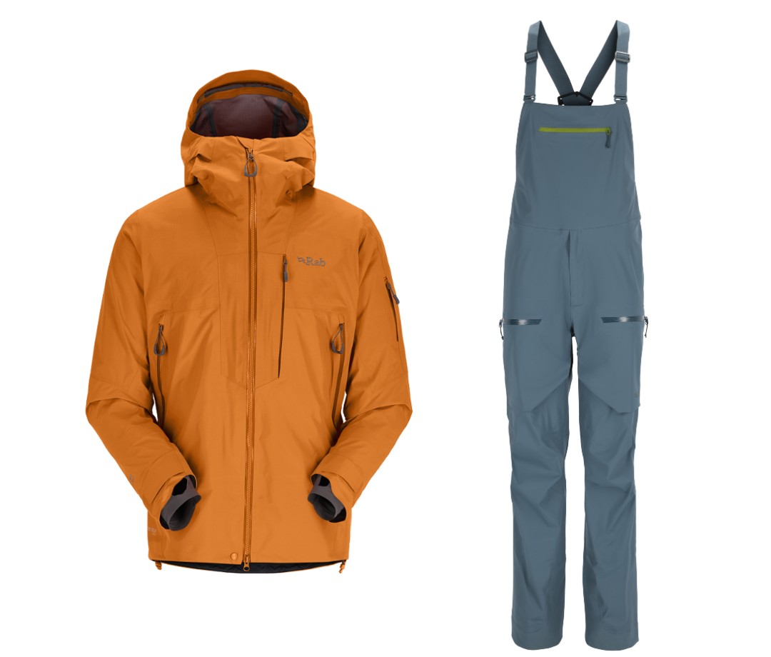 Orange RAB Khroma Latok GTX Jacket and Khroma Kinetic Bib.