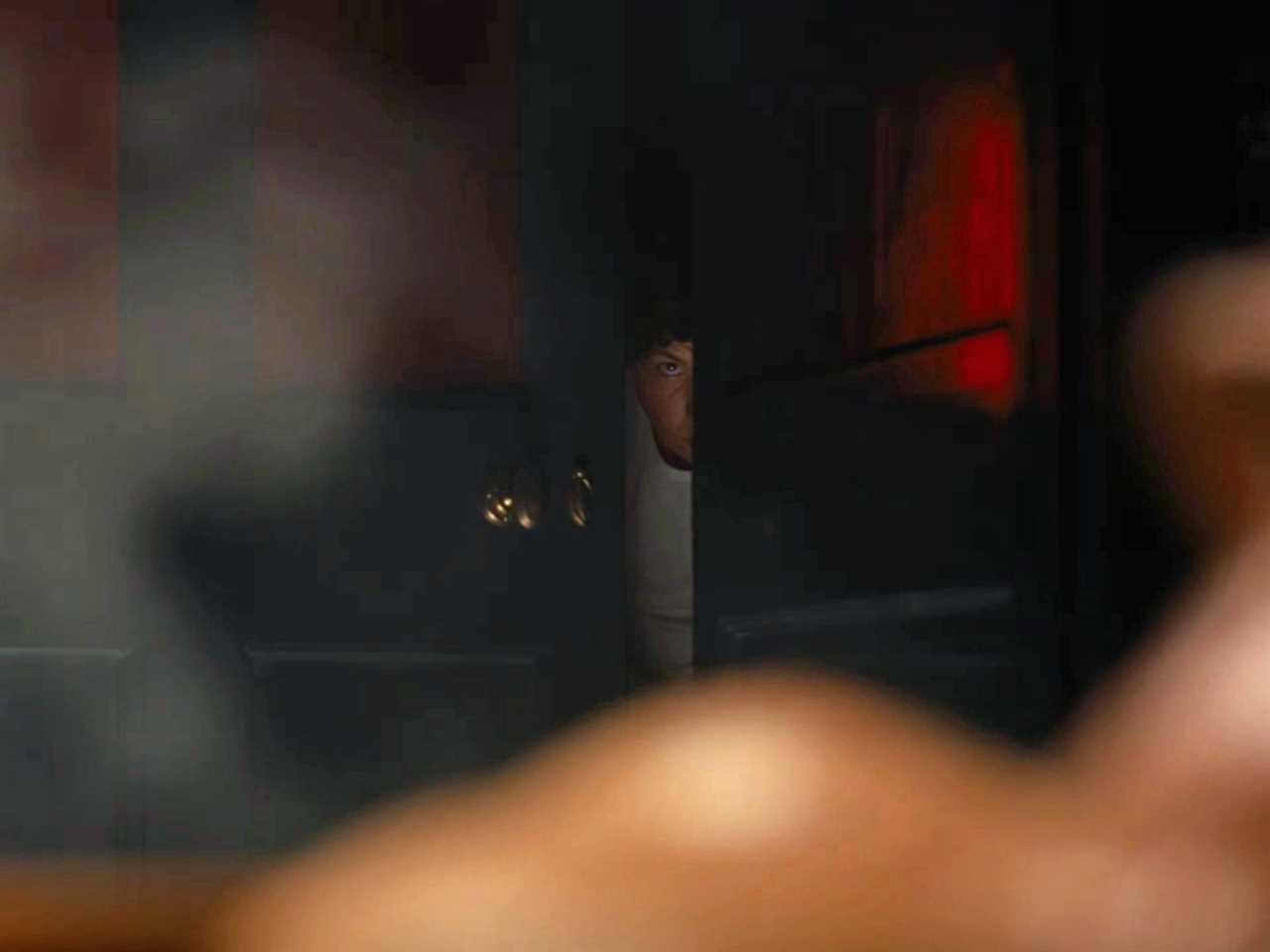 Barry Keoghan peeking inside bathroom