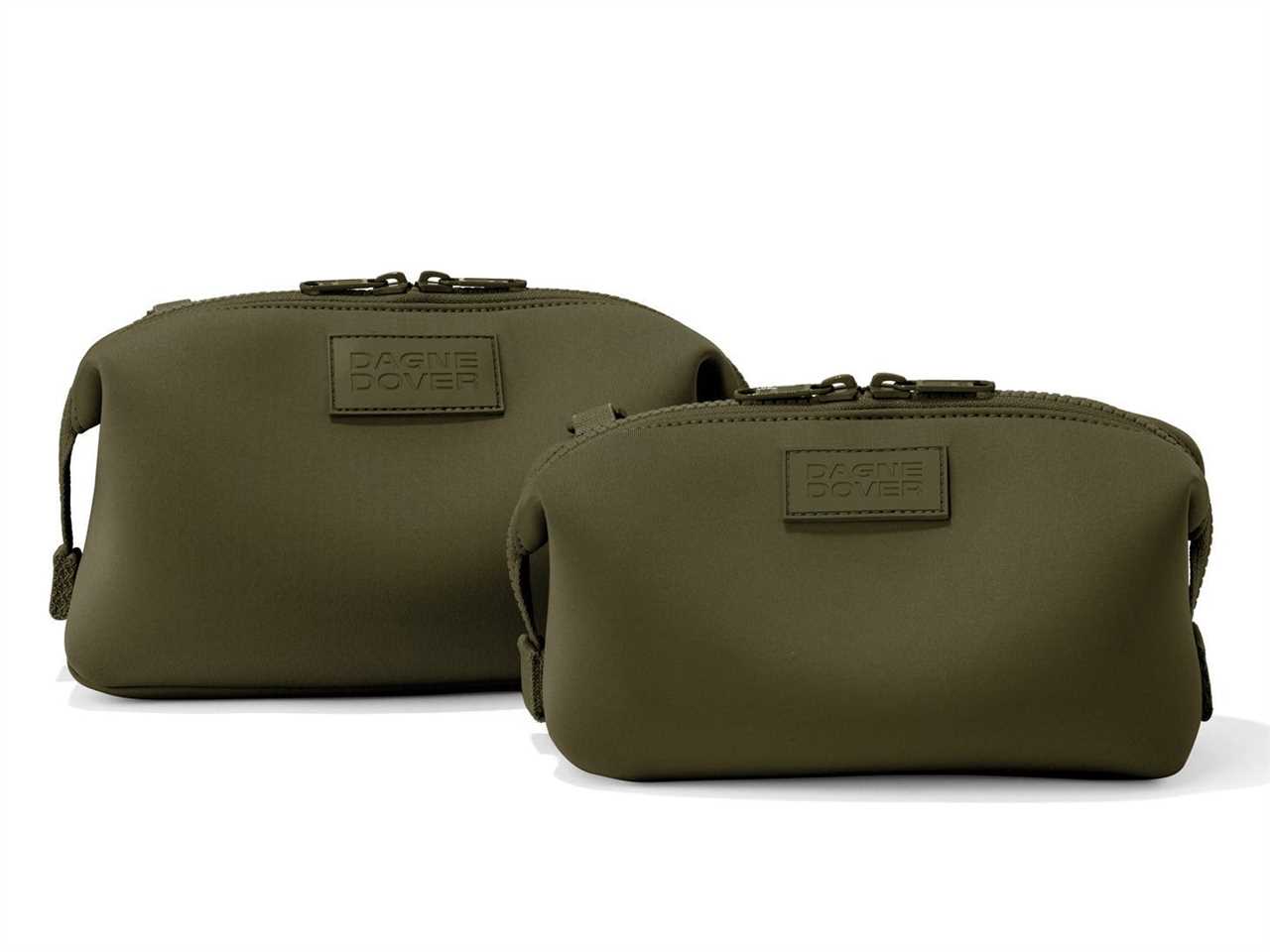 Two Dagne Dover bags in a dark green color.