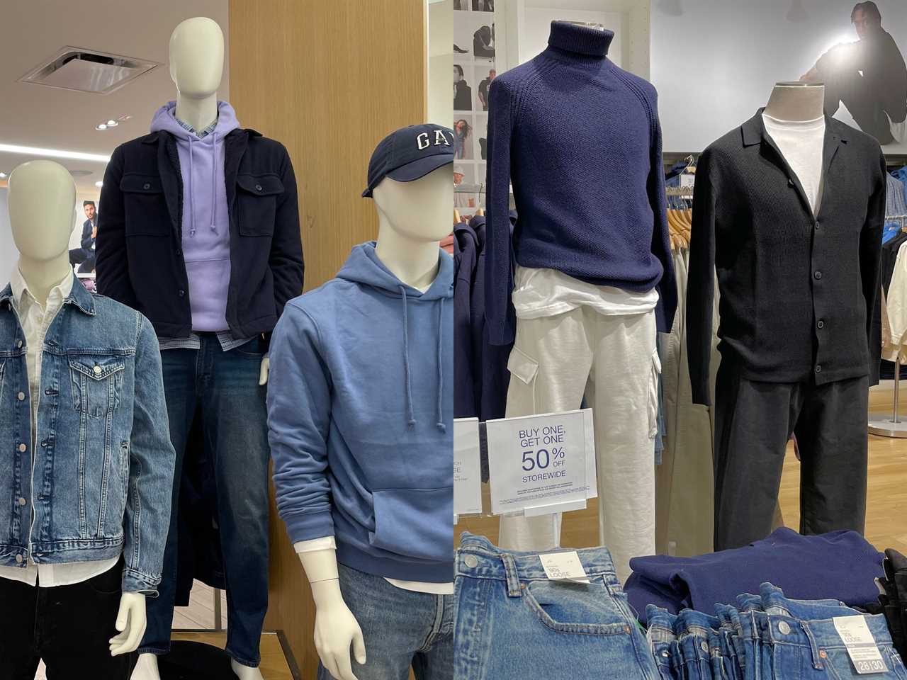 composite image of mannequins in Gap stores
