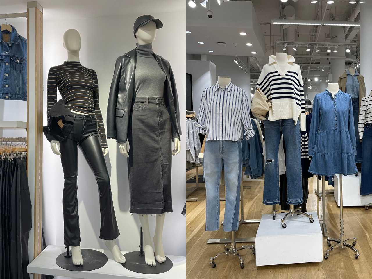 composite image of mannequins in two Gap stores