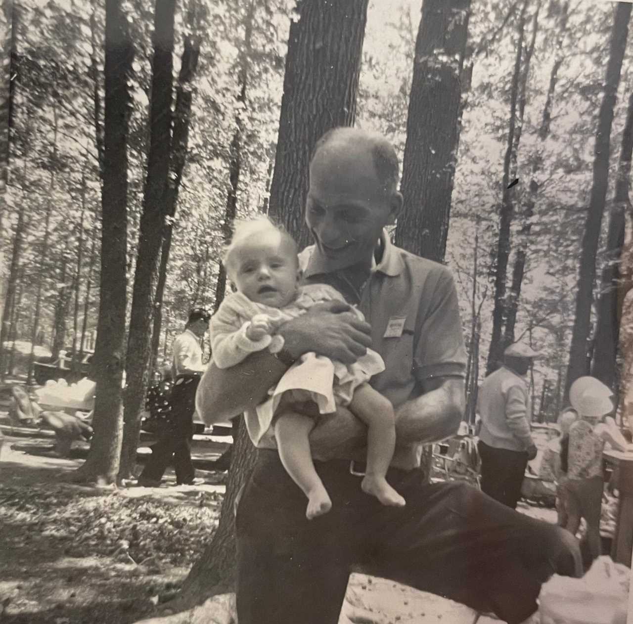 Beth Harpaz and her father when he was 50 and she was six months old.