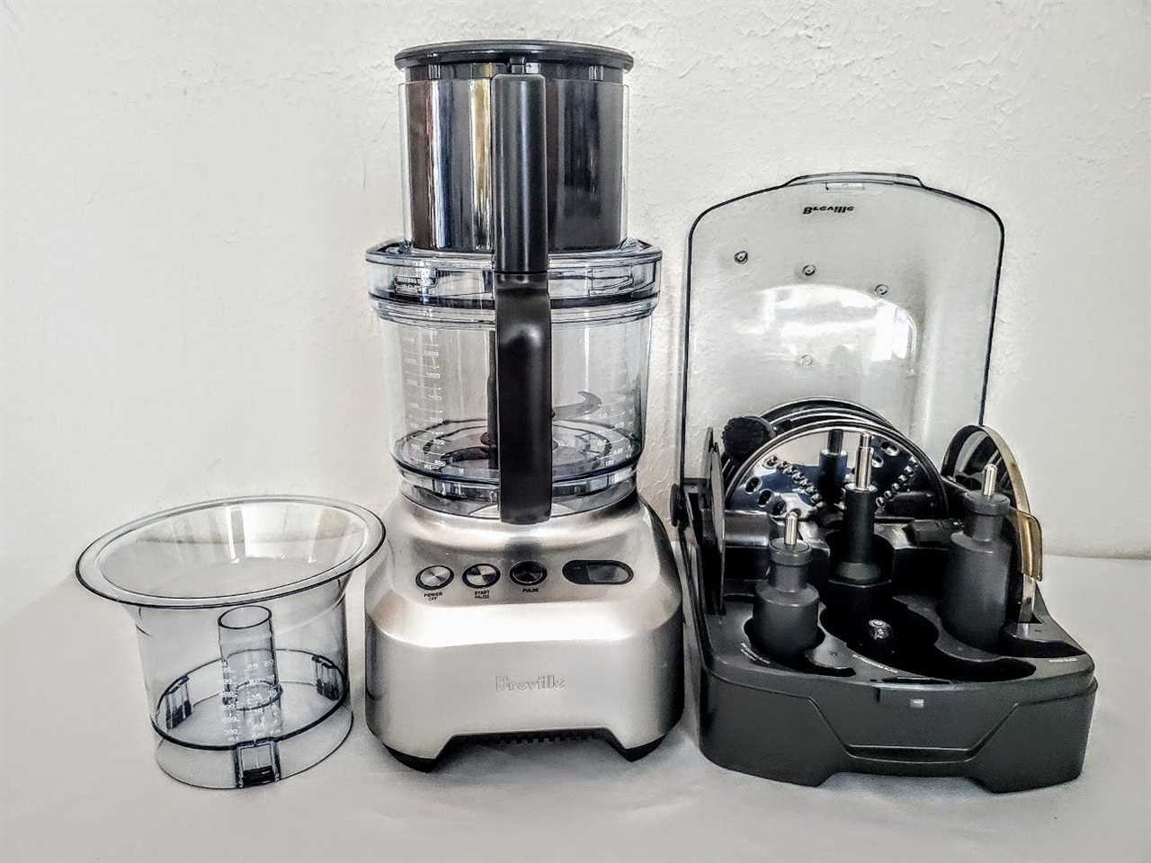 The Breville Sous Chef 16 Pro Food Processor shown with accessories.
