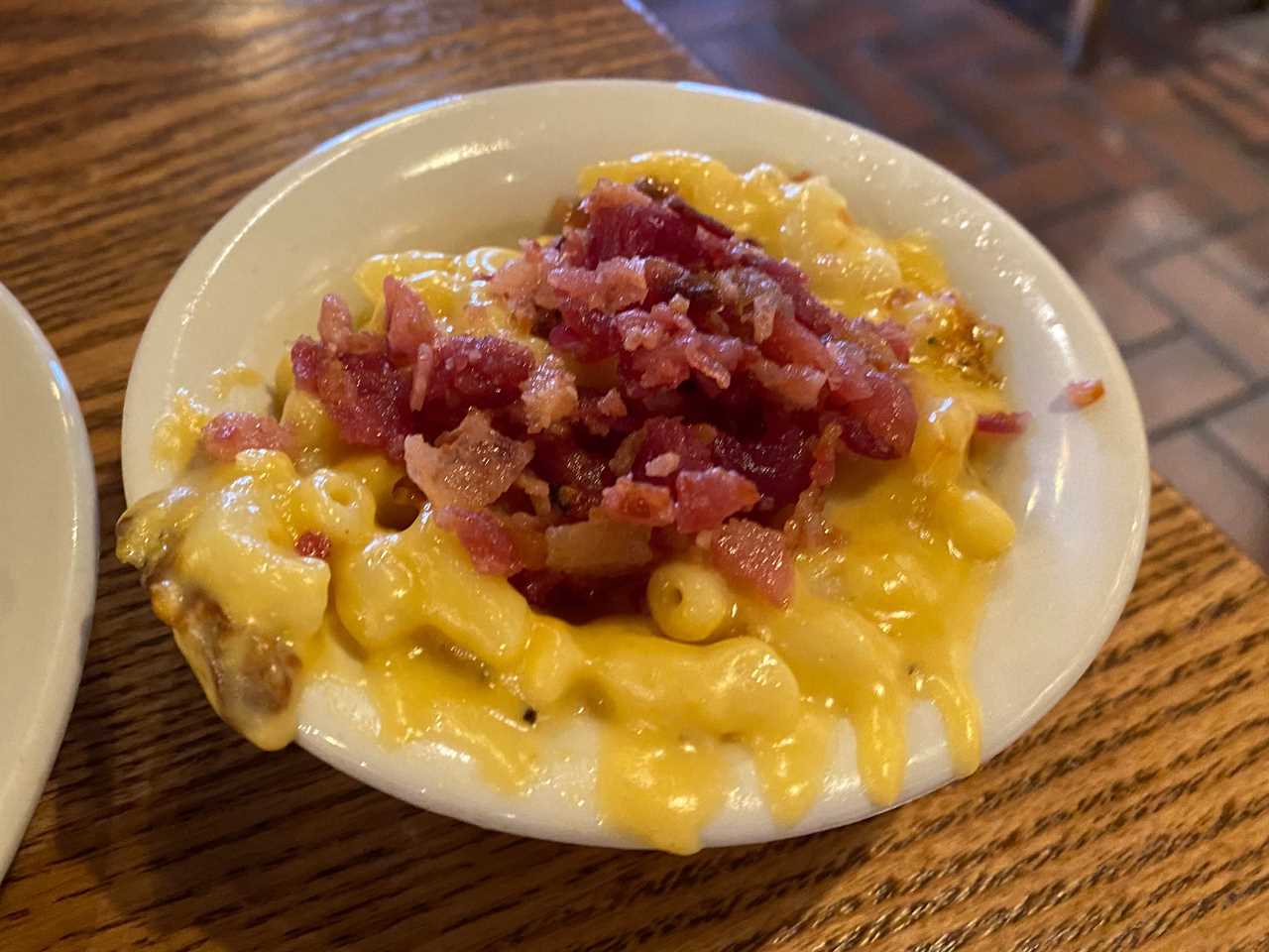 bowl of bacon mac and cheese at cracker barrel